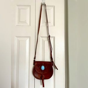 Handmade leather bag with moonstone